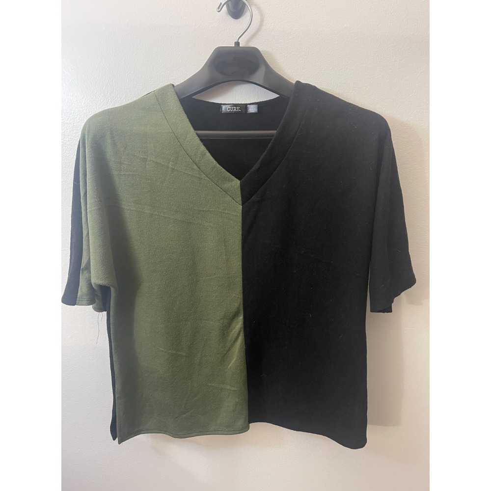 Cure Womens Blouse Black‎ & Green Size L